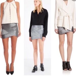 IRO Anabel Metallic Mini Skirt Silver Gray